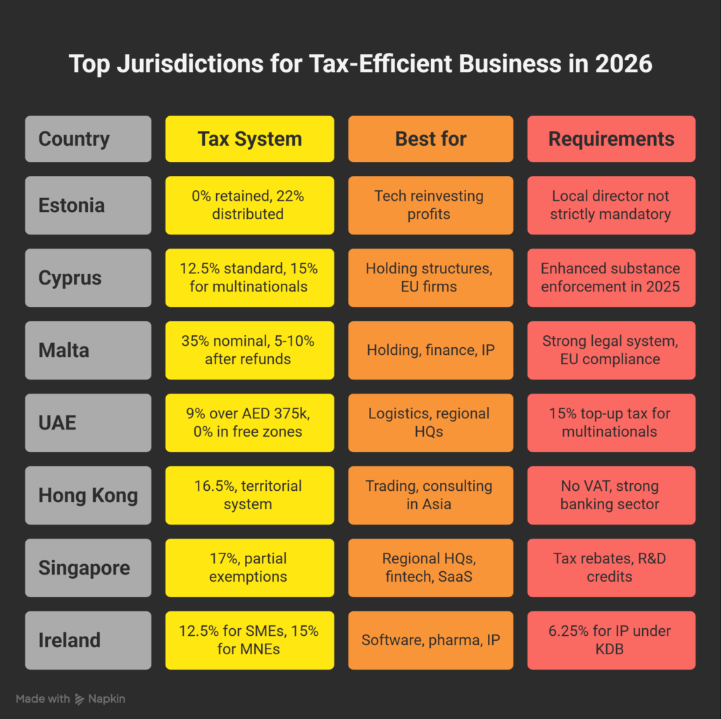 Top Jurisdictions for Tax Efficient Business in 2026 visual selection (1)