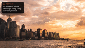 the view of Hong Kong during the golden hour